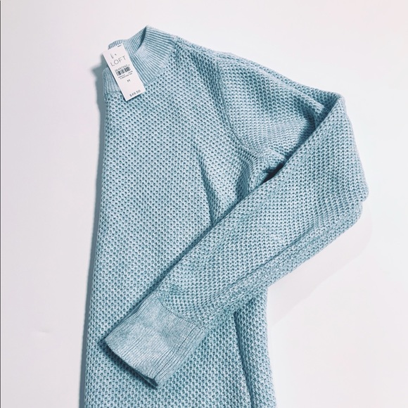 LOFT Sweaters - NWT M LOFT Light Blue Crew Neck Waffle Sweater